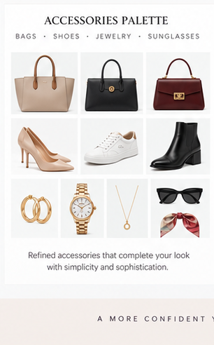 Female accessories bags shoes and jewelry example
