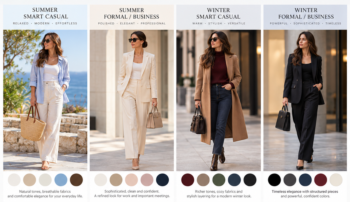 Female outfit and seasonal style direction example